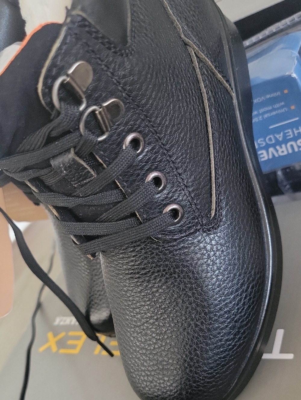 Kids Black Insulated Boots with Orange Trim - Picture 3 of 7
